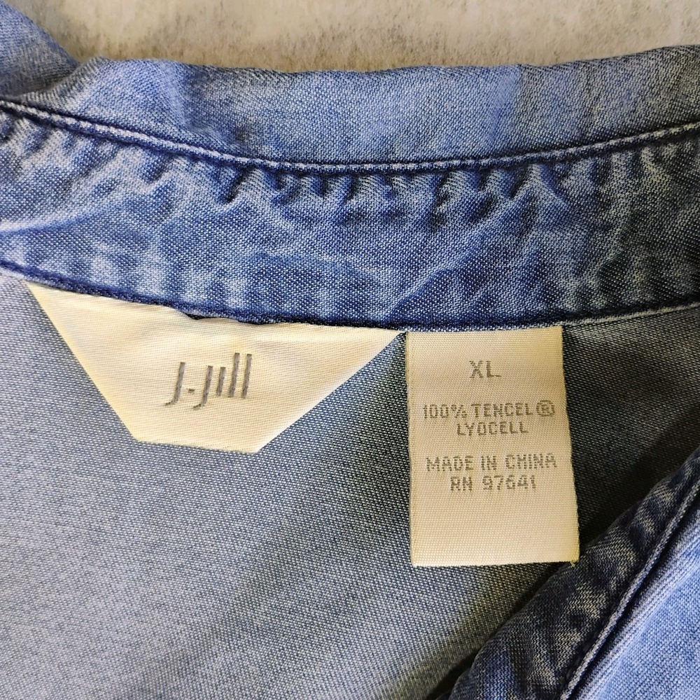 J‎ Jill Chambray Button Down Shirt Womens XL Blue Denim Western Capsule Rodeo - Picture 5 of 8
